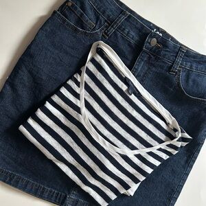 Tommy Hilfiger Striped Navy and White Top with Lee Rider Denim Midrise Skirt